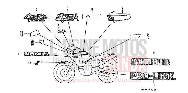 STREIFEN/MARKE von Africa Twin SHASTA WHITE (NH138H) von 1988